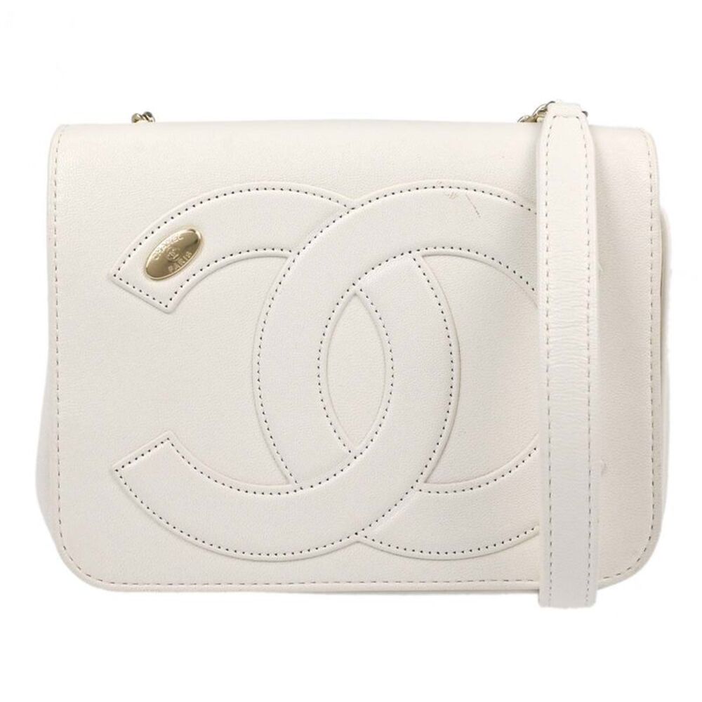 Chanel Cc Mania Flap Lambskin White Leather Shoulder Bag Bag